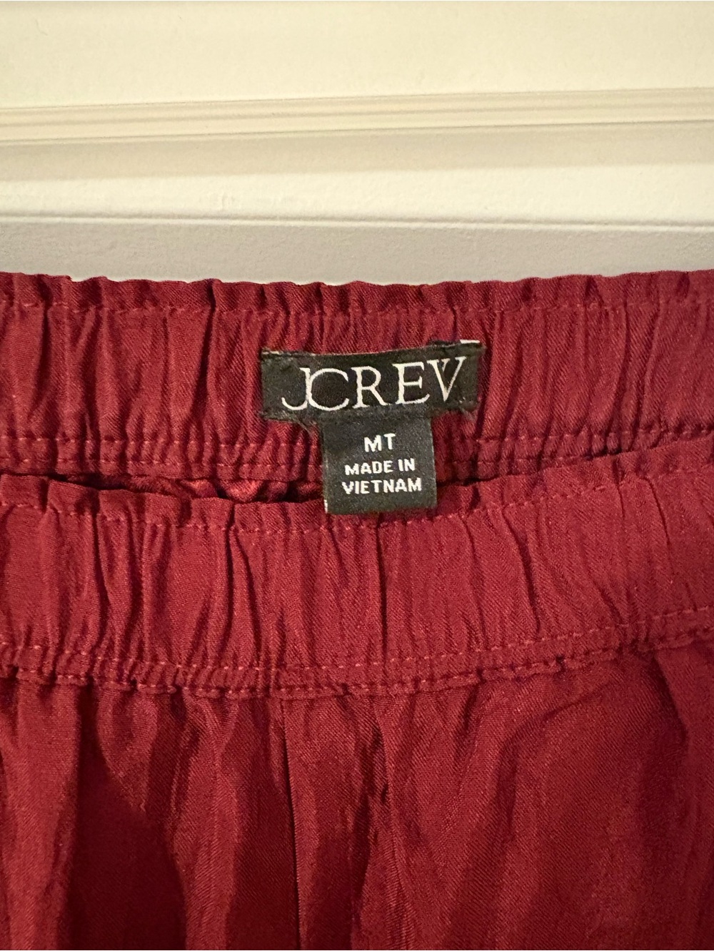 J.Crew Stratus pants in textured satin  Medium Tall in Burgundy - Picture 3 of 5